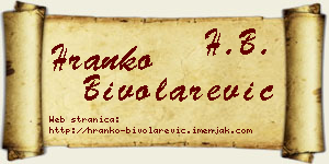 Hranko Bivolarević vizit kartica
